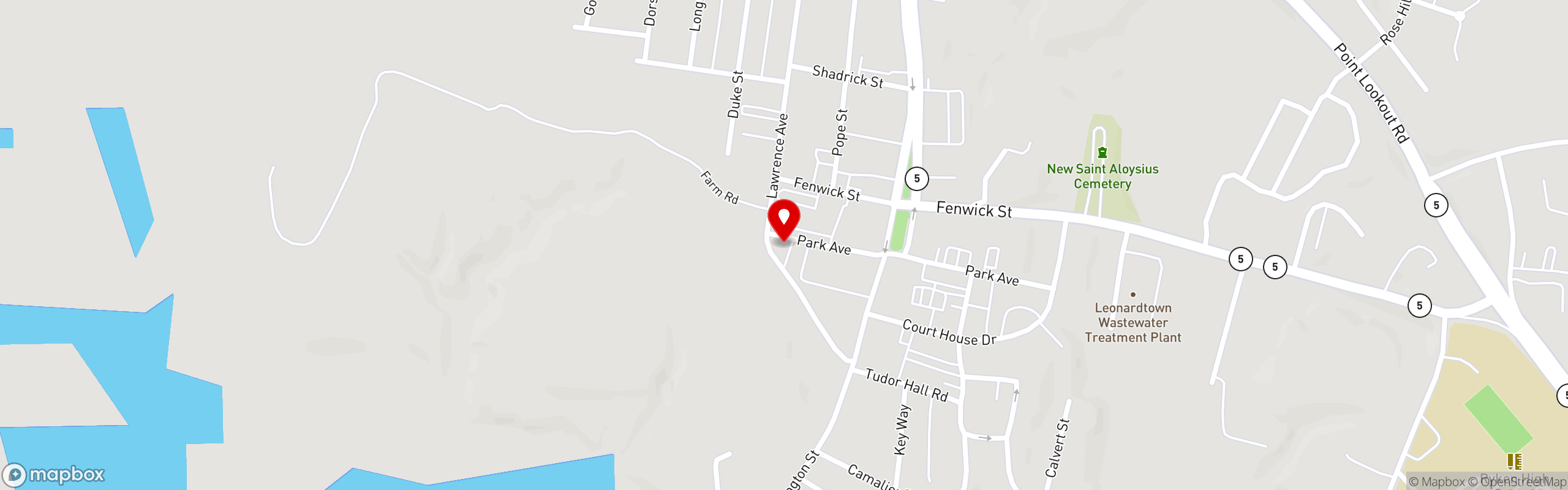 Street map pinning T&Js Cove in T&Js Cove