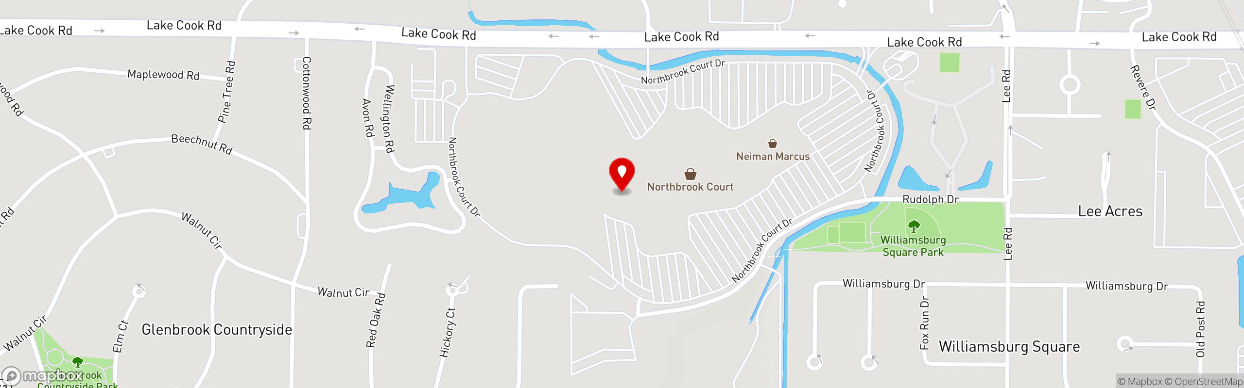 Street map pinning Tony & Bruno's in Northbrook Court