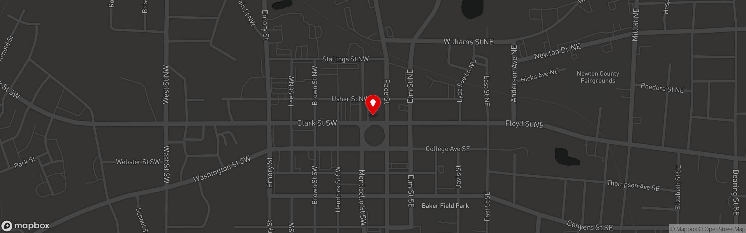 Street map pinning Mystic Grill in Covington