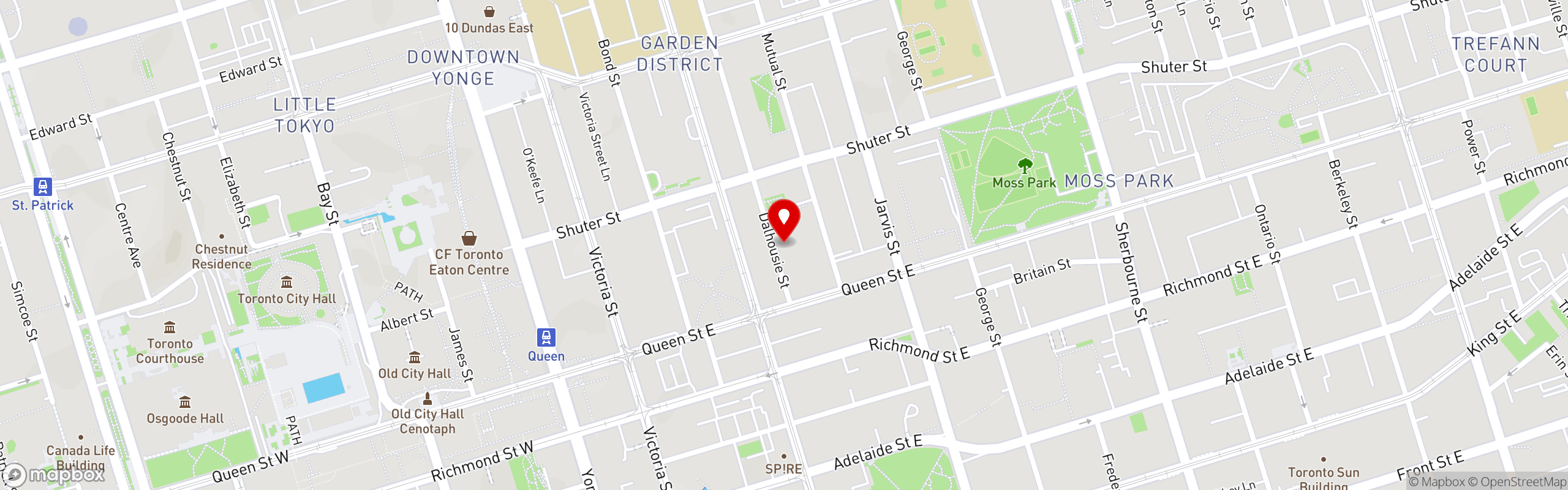Street map pinning Soi Thaifoon in Toronto Garden District