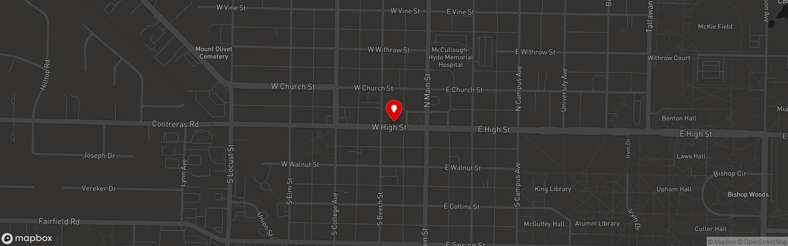 Street map pinning Doughbys in Doughbys