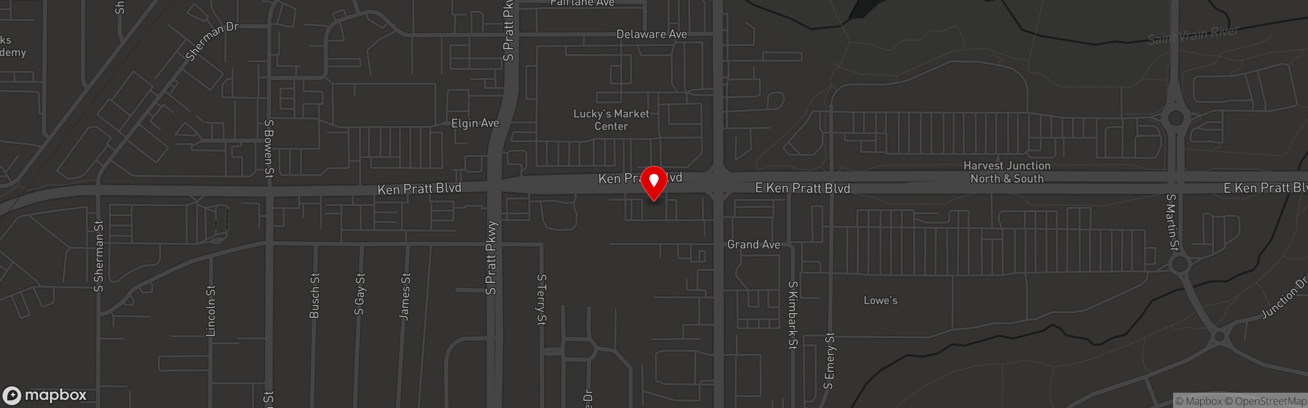 Street map pinning Goodfellas Diner in Longmont