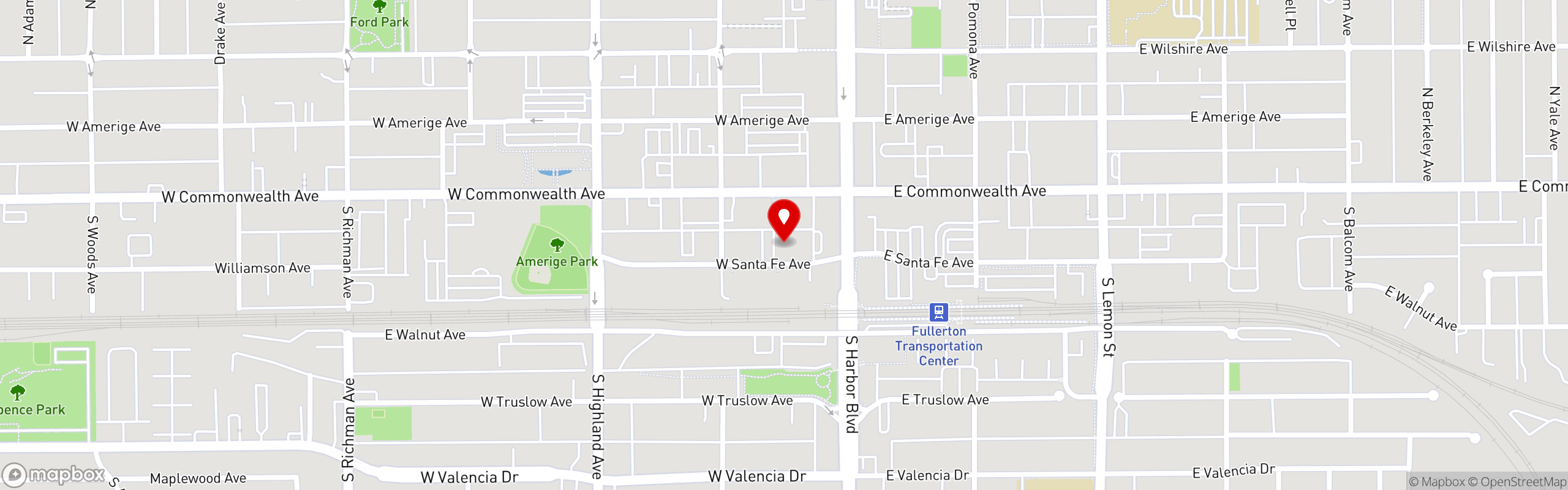 Street map pinning Heroes - Fullerton in Fullerton