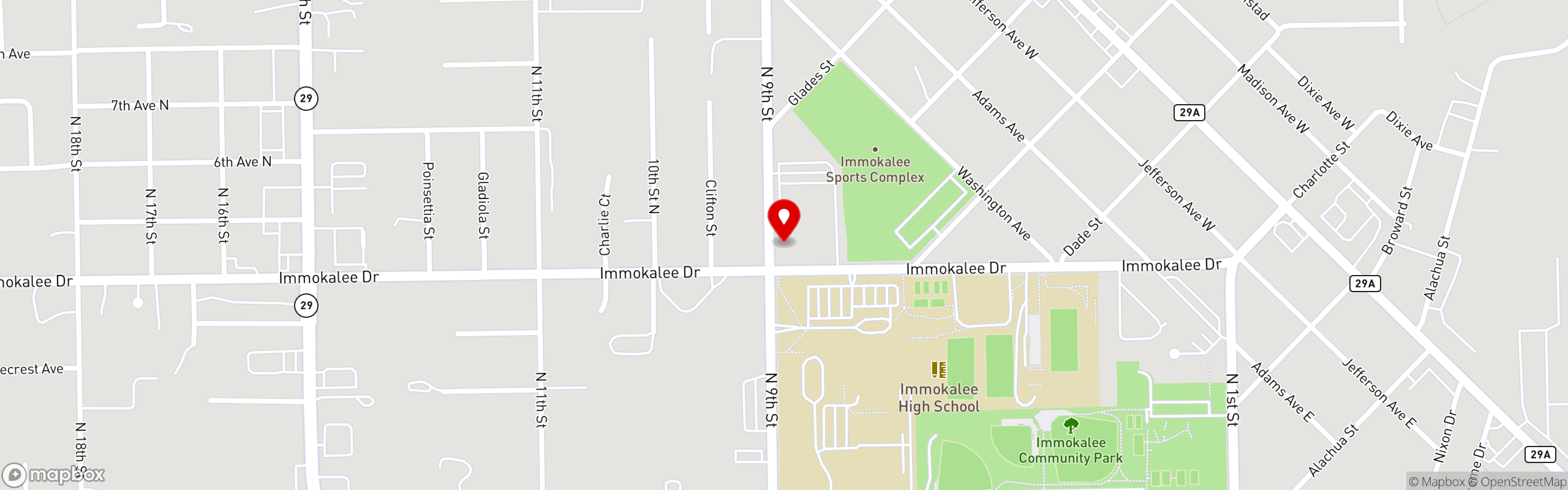 Street map pinning Immokalee Technical College in Immokalee Technical College