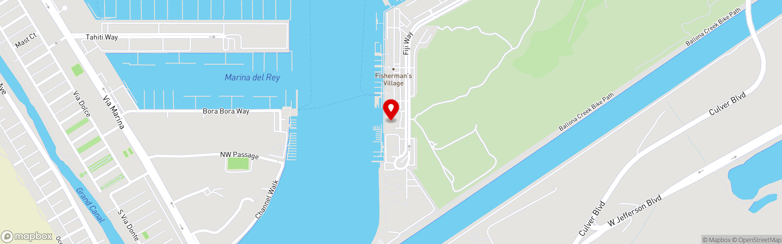 Street map pinning Whiskey Reds in Marina Del Rey