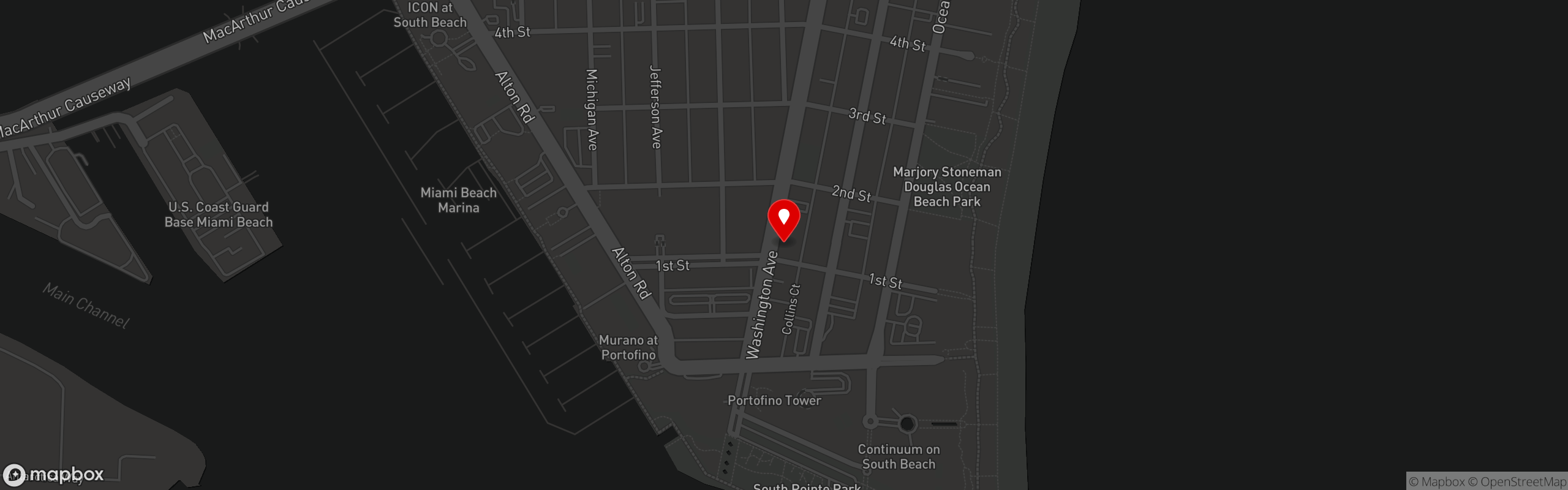 Street map pinning Stubborn Seed in Miami Beach