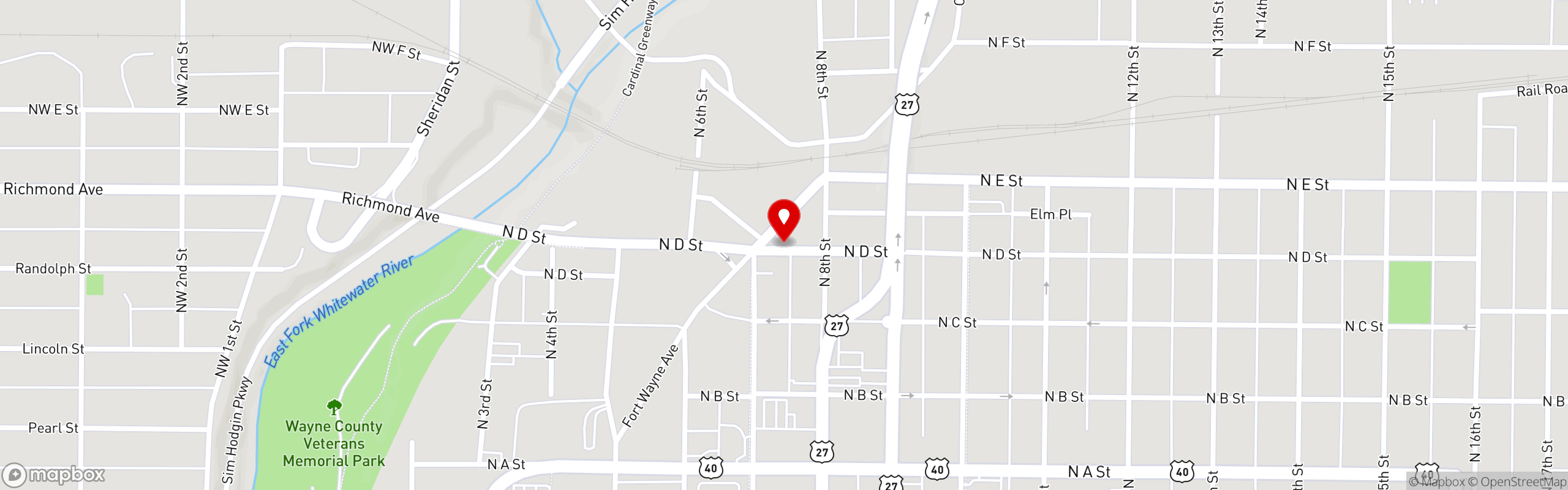 Street map pinning Little Sheba's in Richmond