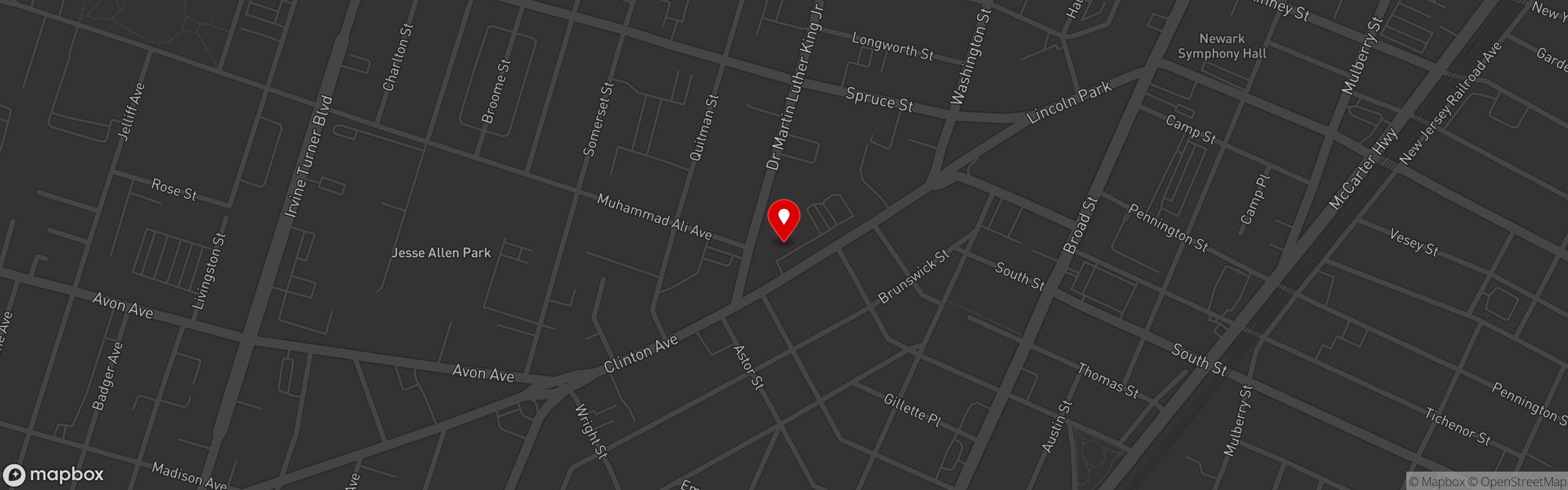 Street map pinning Ambassador Fish and Chicken in Newark - Clinton Ave