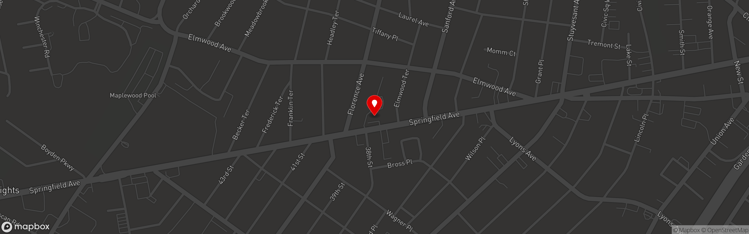 Street map pinning Ambassador Fish and Chicken in Irvington