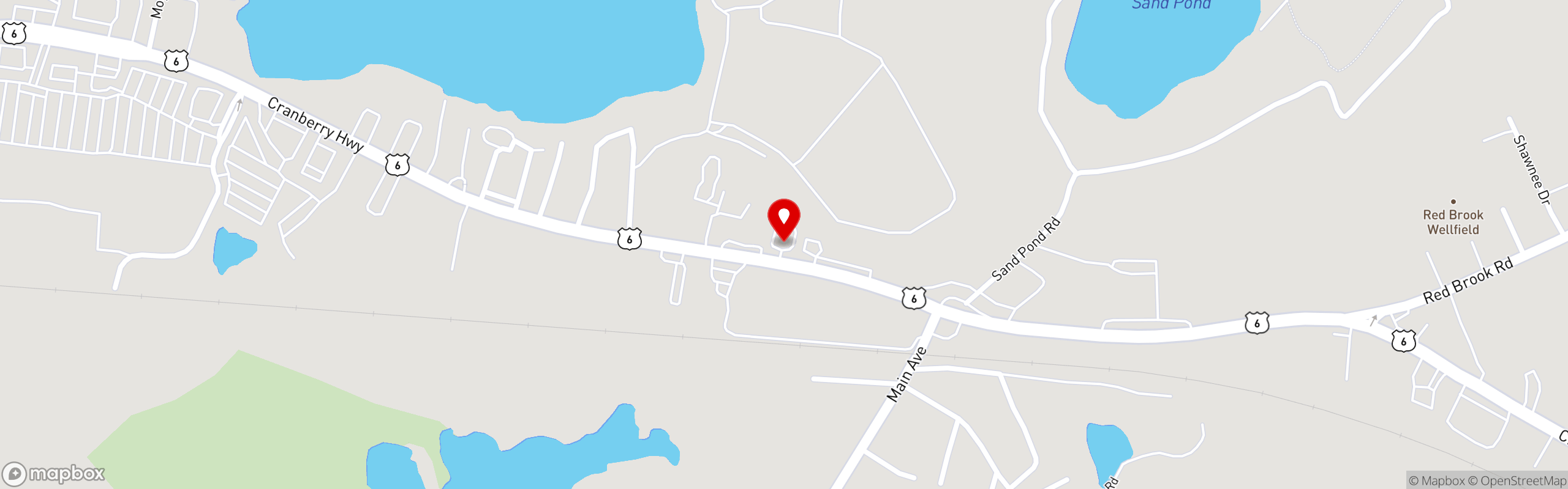 Street map pinning Bailey's Surf N Turf in East Wareham