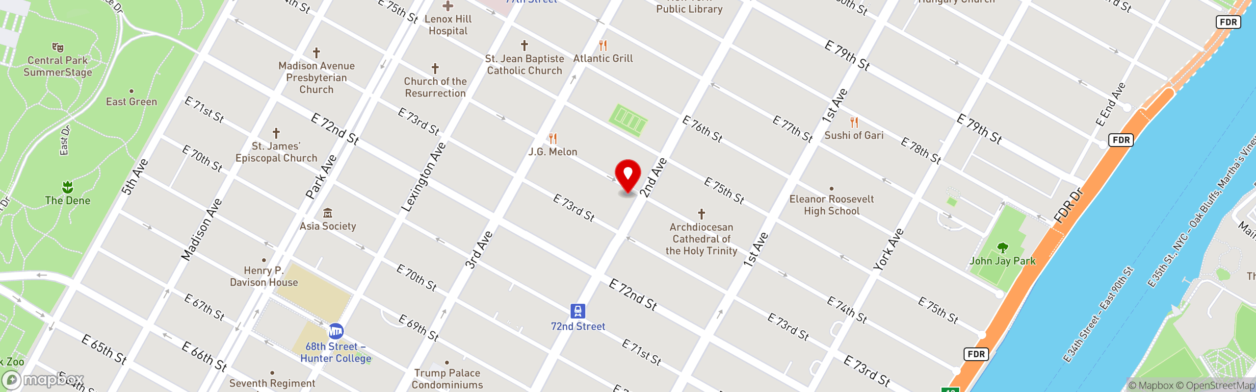 Street map pinning A la Turka in New York