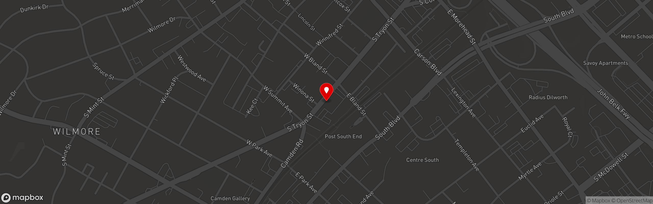 Street map pinning The Gin Mill South End in South End