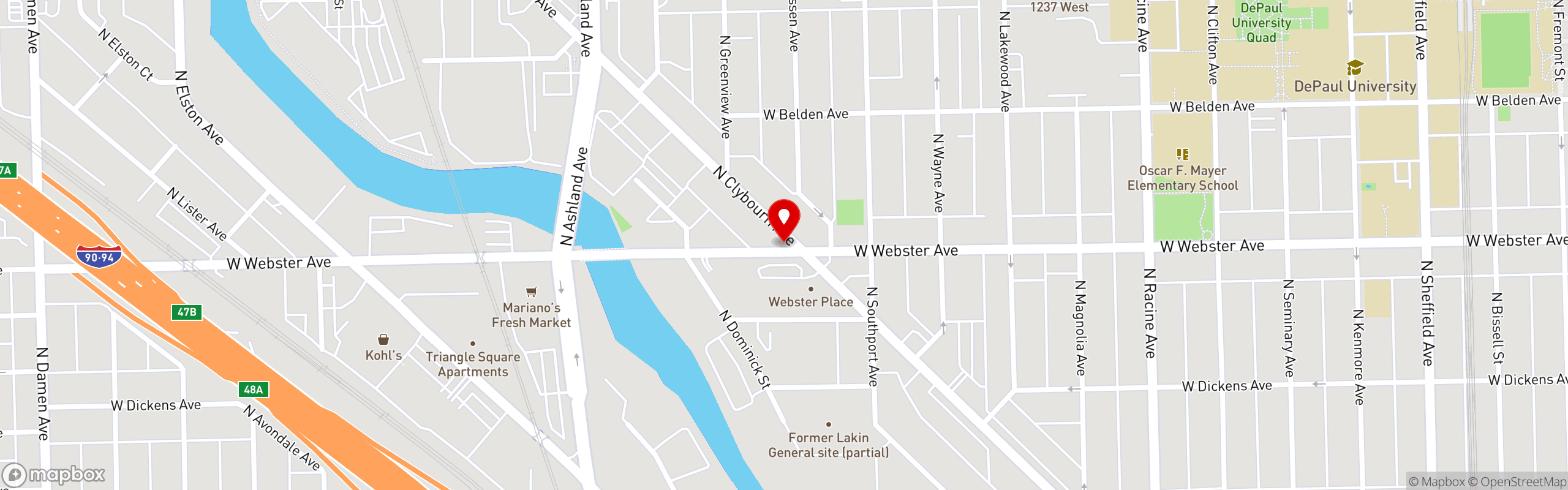 Street map pinning Lincoln Park Corner Kitchen in Lincoln Park, Chicago