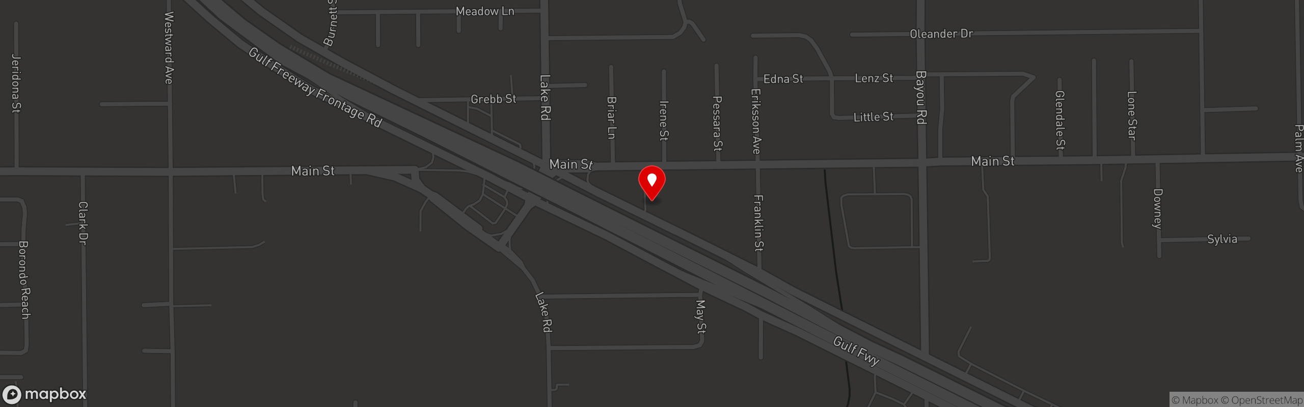 Street map pinning Texas Pit Stop BBQ in La Marque