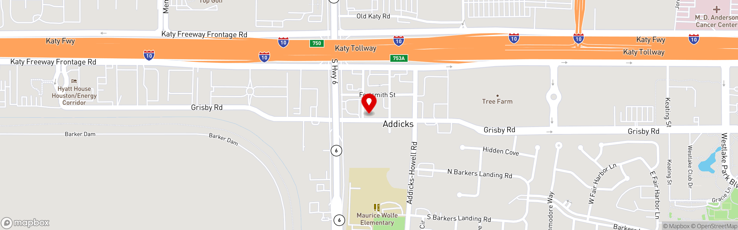 Street map pinning Watson's House of Ales in Houston