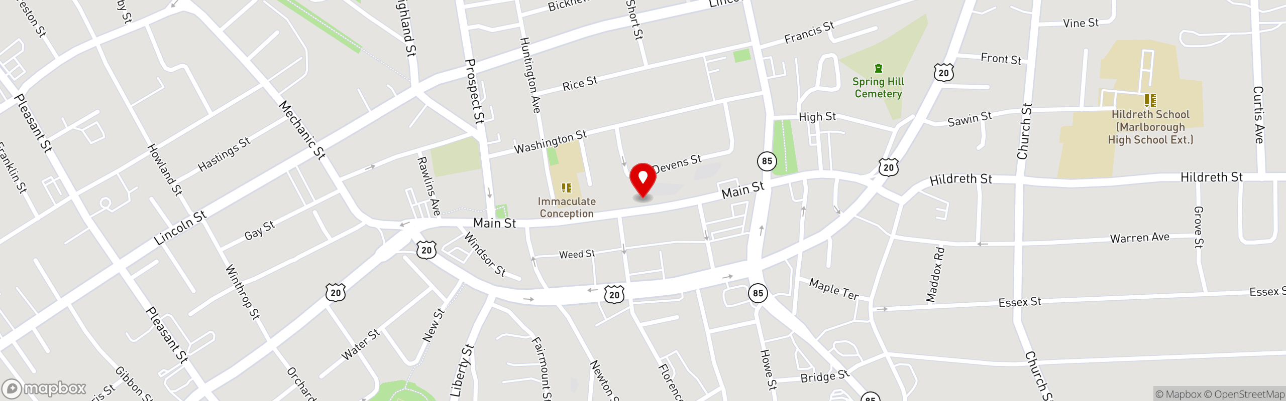 Street map pinning Welly's Restaurant in Welly's Marlborough