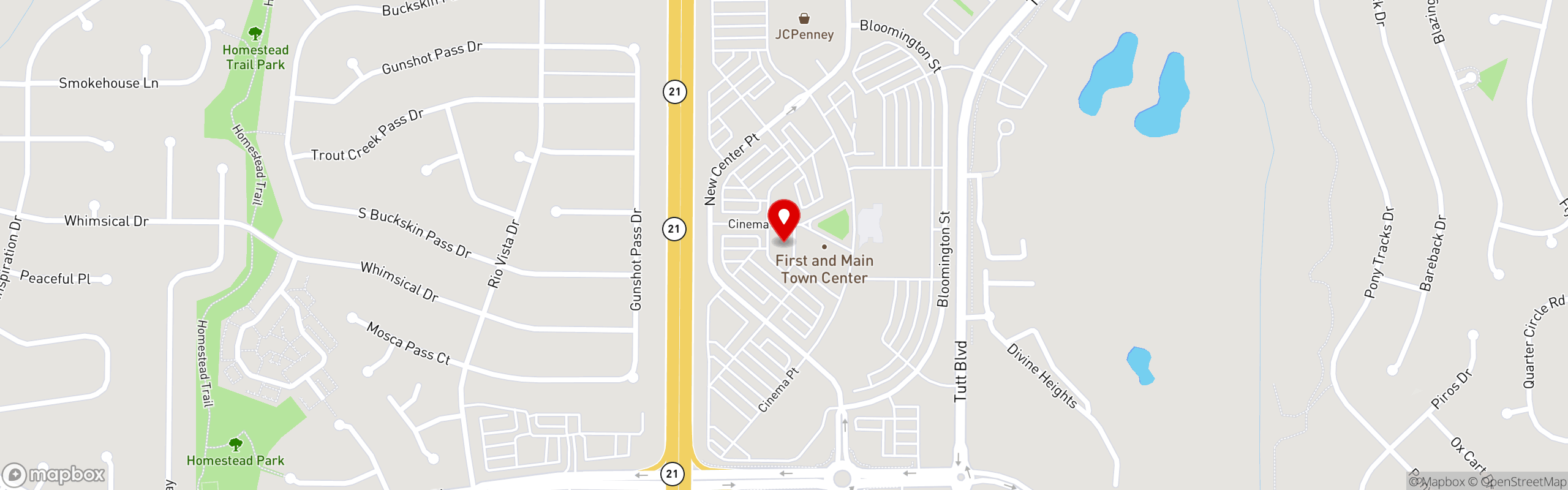 Street map pinning Tucanos Brazilian Grill in Colorado Springs