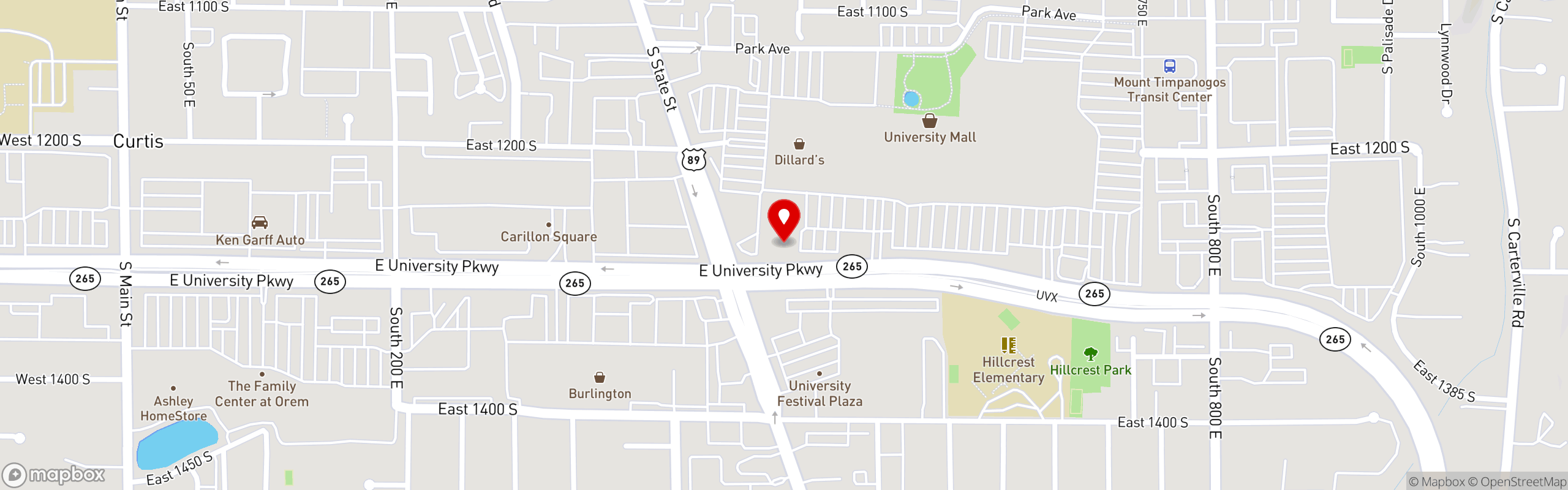 Street map pinning Tucanos Brazilian Grill in Orem