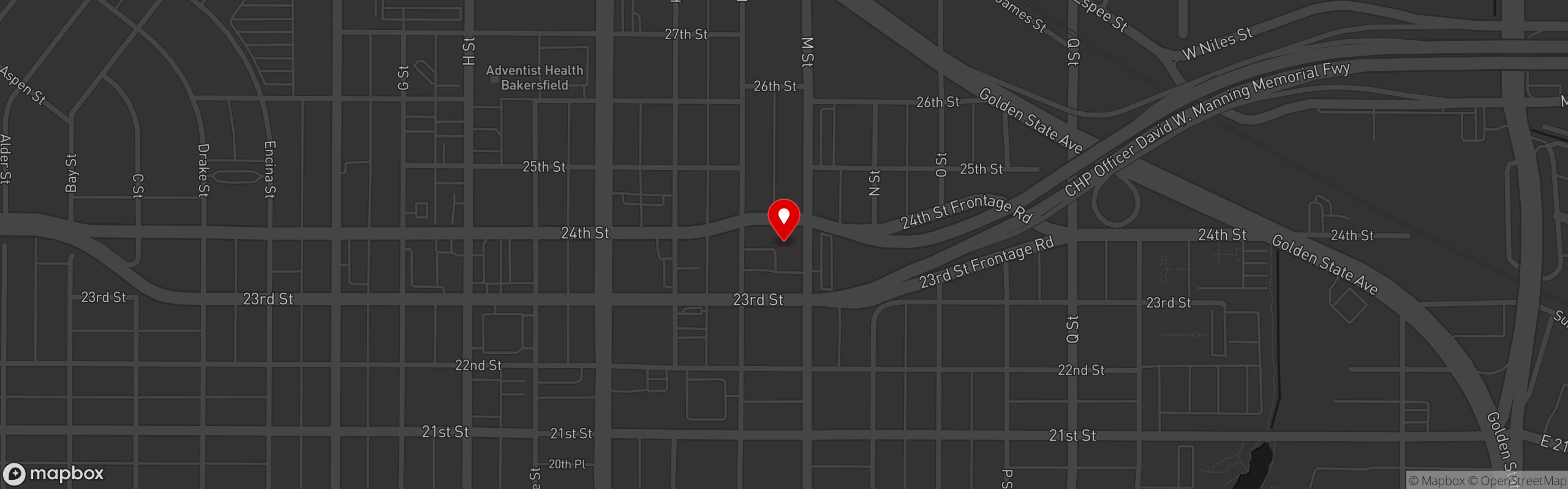 Street map pinning Juicy Burger in Juicy Burger