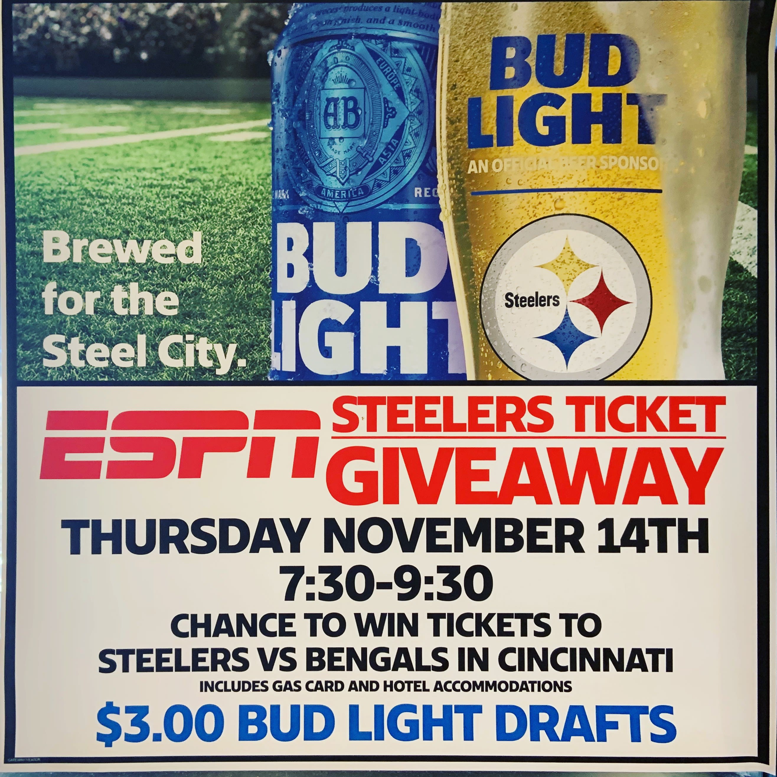 ESPN STEELER TICKET GIVEAWAY - Gateway Grill - Bar & Grill in Monroeville,  PA