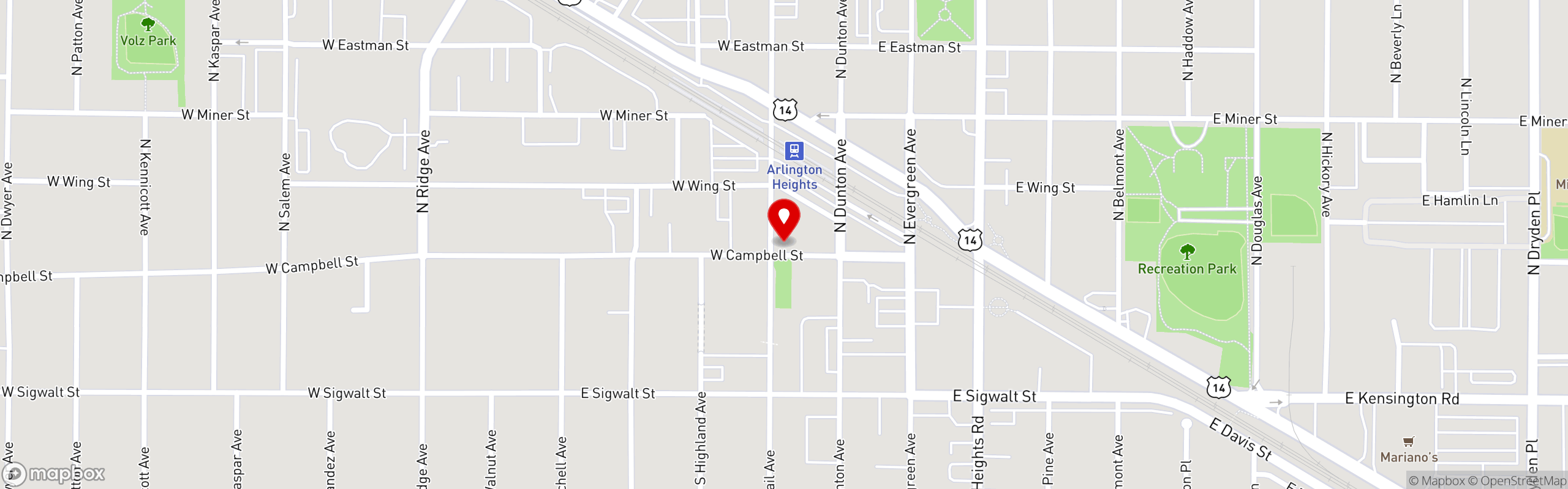 Street map pinning Cortland's Garage Tavern and Grill - Arlington Heights in Arlington Heights