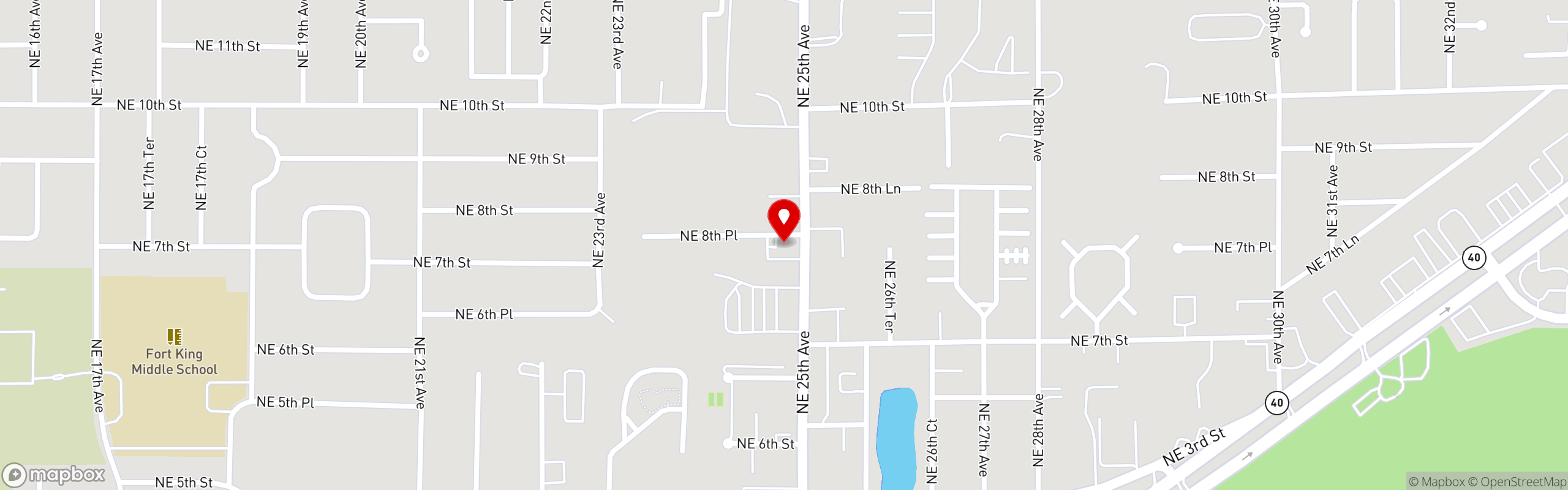 Street map pinning Braised Onion in Ocala, FL
