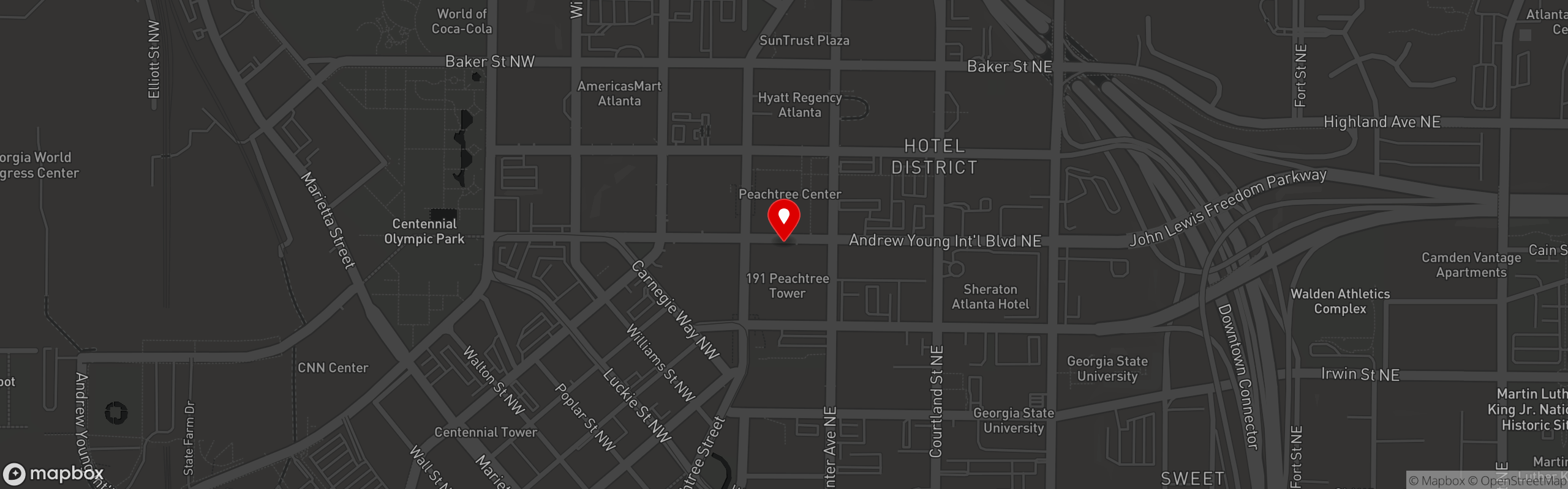 Street map pinning Red Phone Booth in Atlanta
