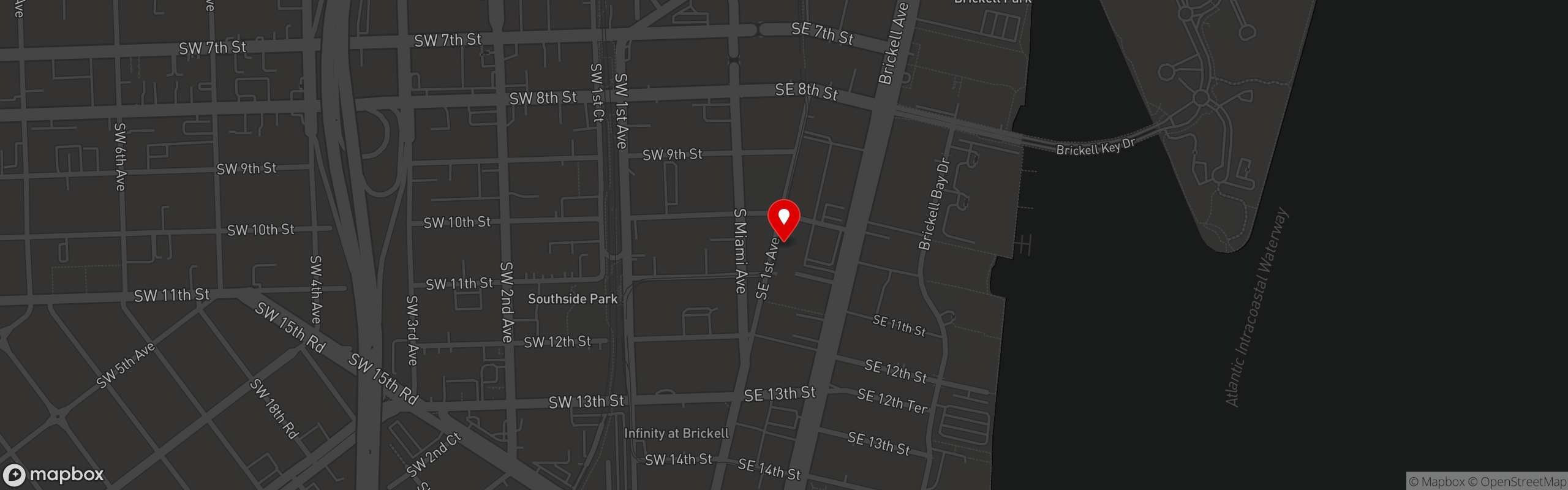 Street map pinning Red Phone Booth in Miami