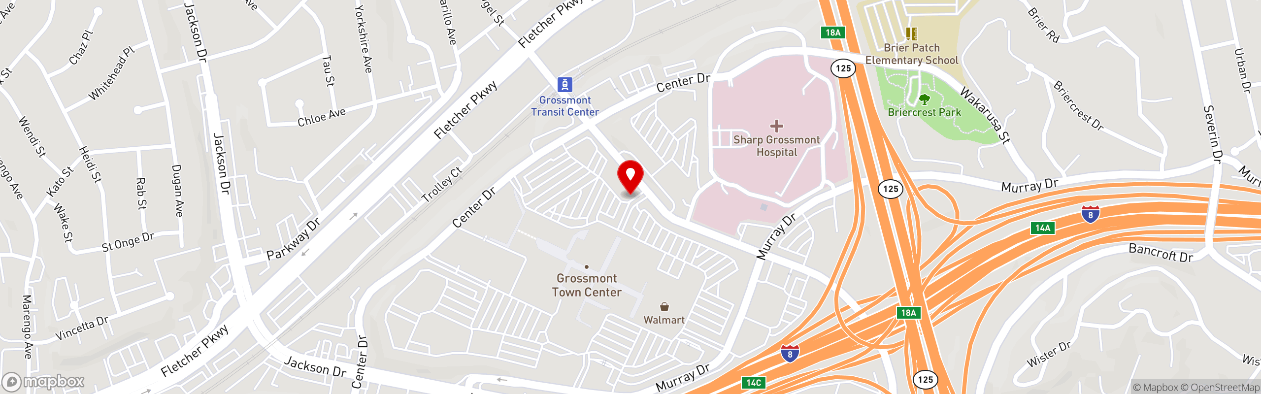 Street map pinning Casa De Pico in La Mesa, CA