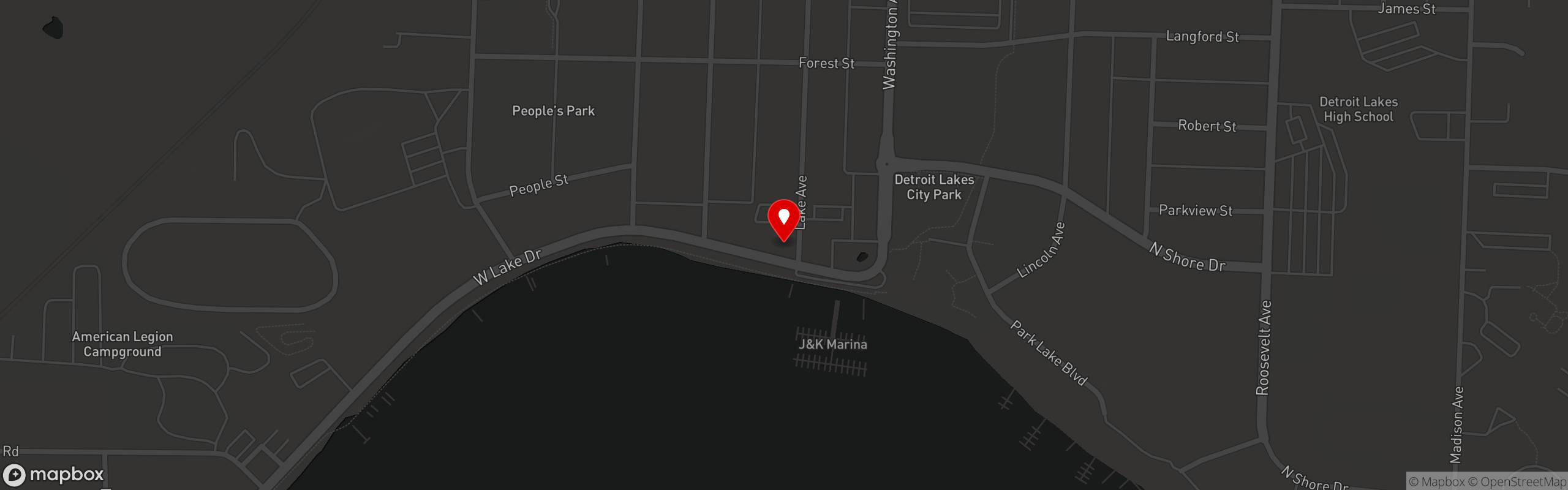 Street map pinning Lakeside Tavern & Brewery in Lakeside Tavern & Brewery