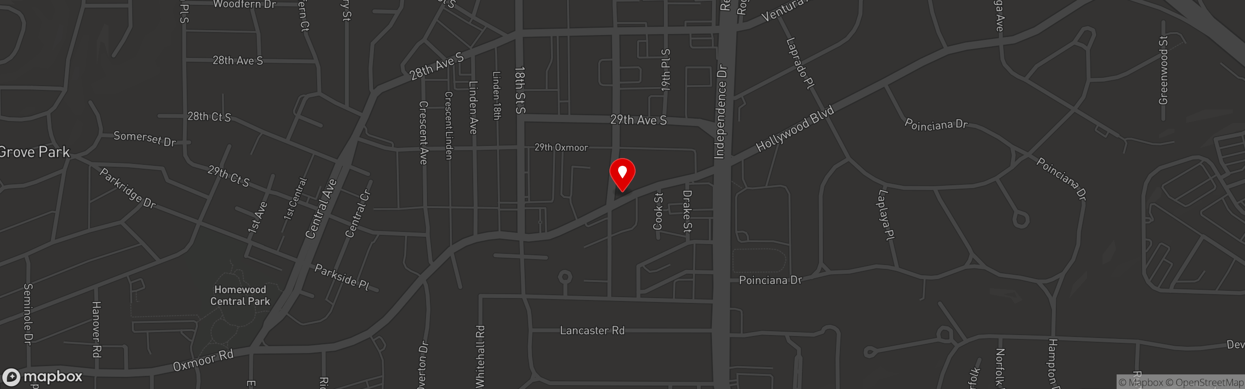 Street map pinning Shiki Birmingham in Homewood
