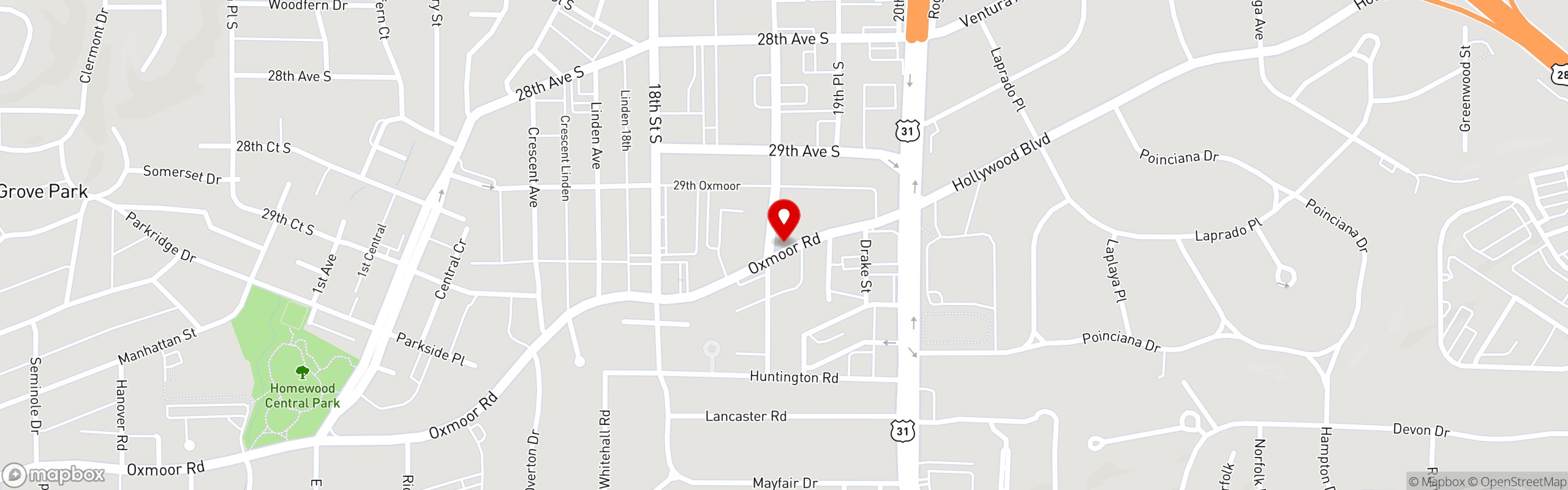 Street map pinning Shiki Birmingham in Homewood