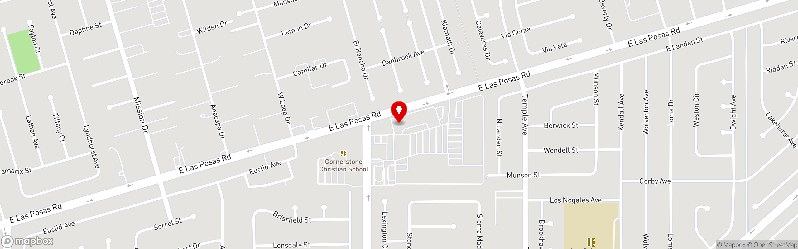 Street map pinning Ric's Restaurant and Sports Lounge in Camarillo