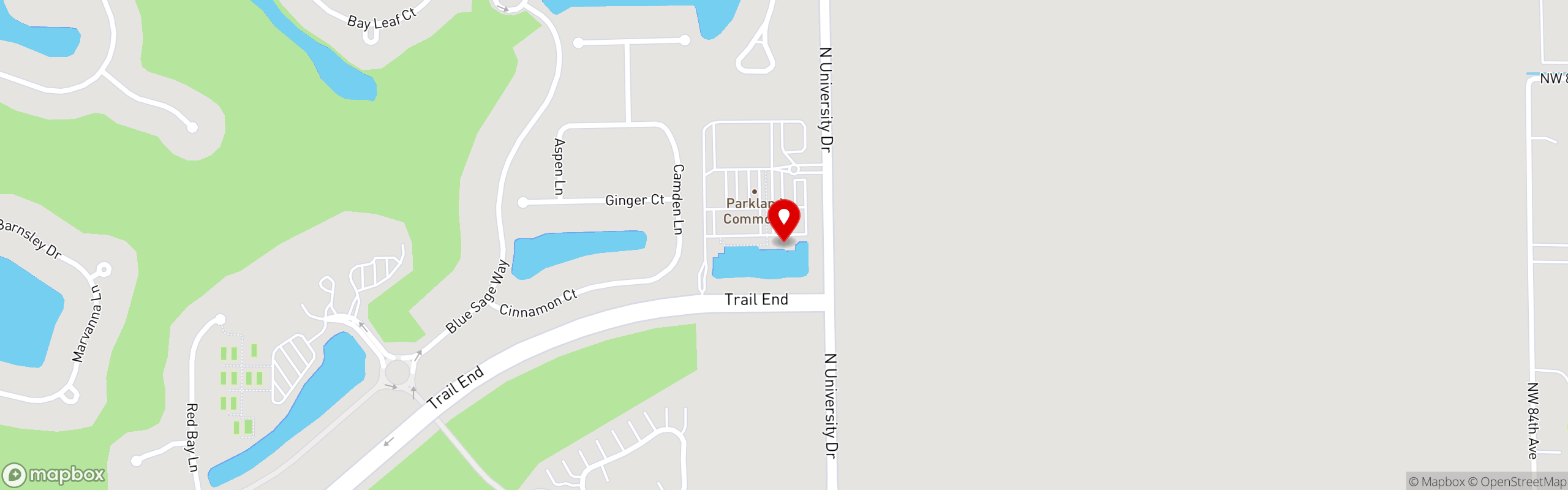 Street map pinning Dear Olivia in Parkland, FL