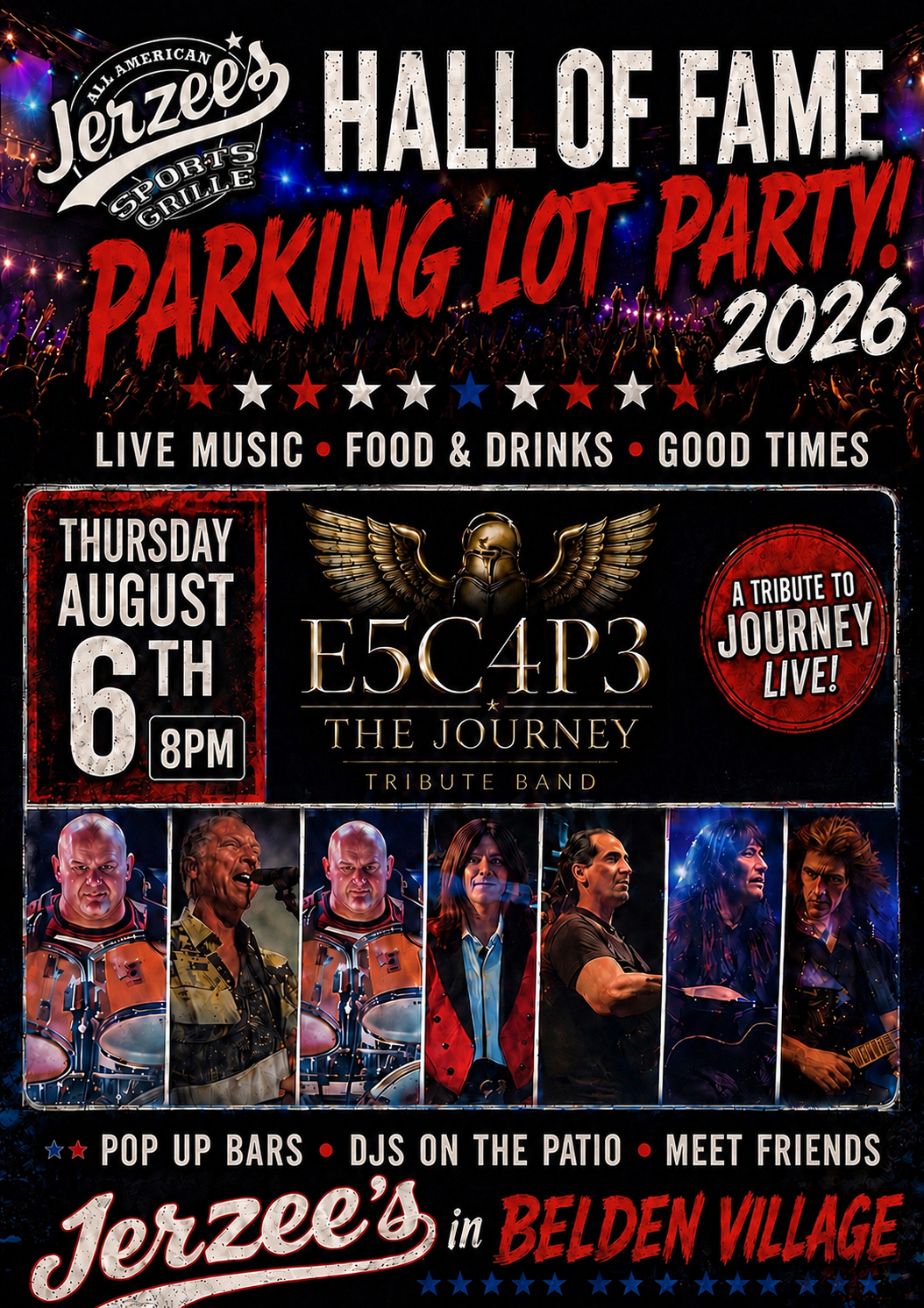 HOF Parking Lot Party: E5C4P3 Journey Tribute Band - Jerzee's