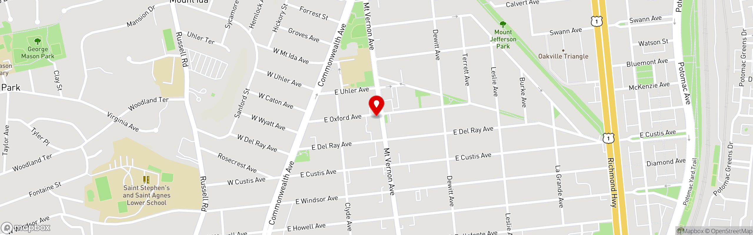 Street map pinning Pork Barrel BBQ in Pork Barrel BBQ