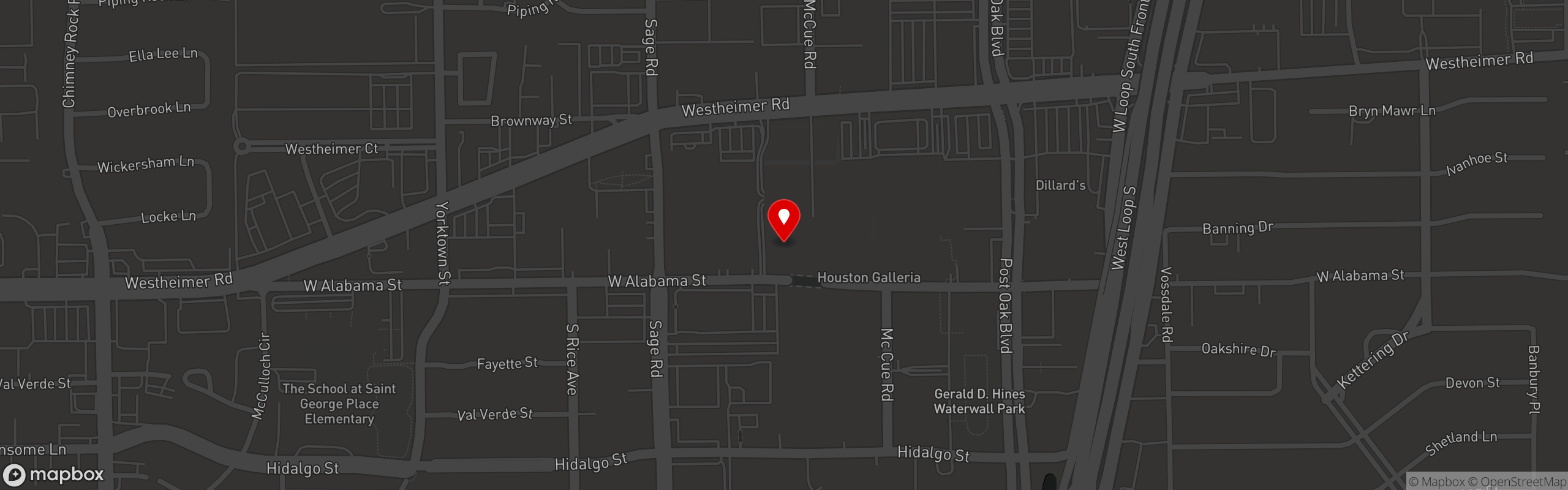 Street map pinning The Daily Grill in Houston, TX