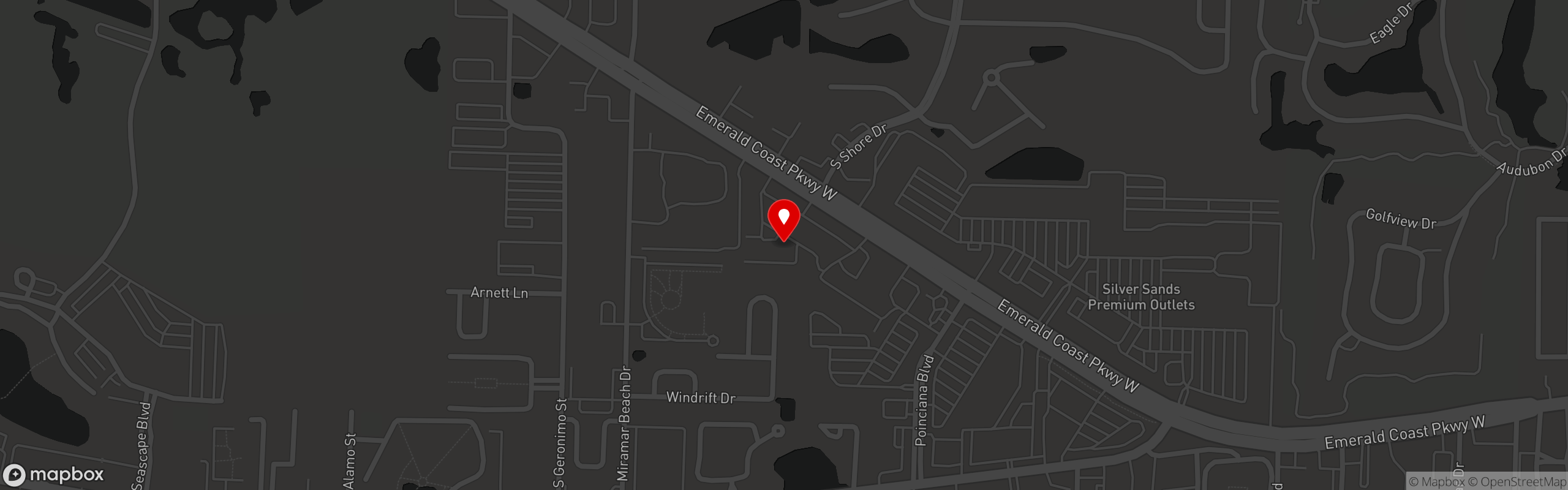 Street map pinning Outcast Seafood in Outcast Seafood - Miramar Beach