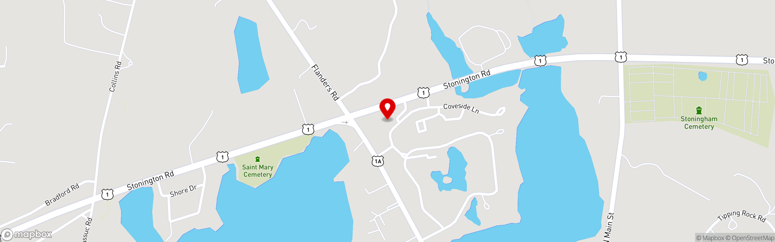 Street map pinning Stonington Pizza Palace in Stonington Pizza Palace