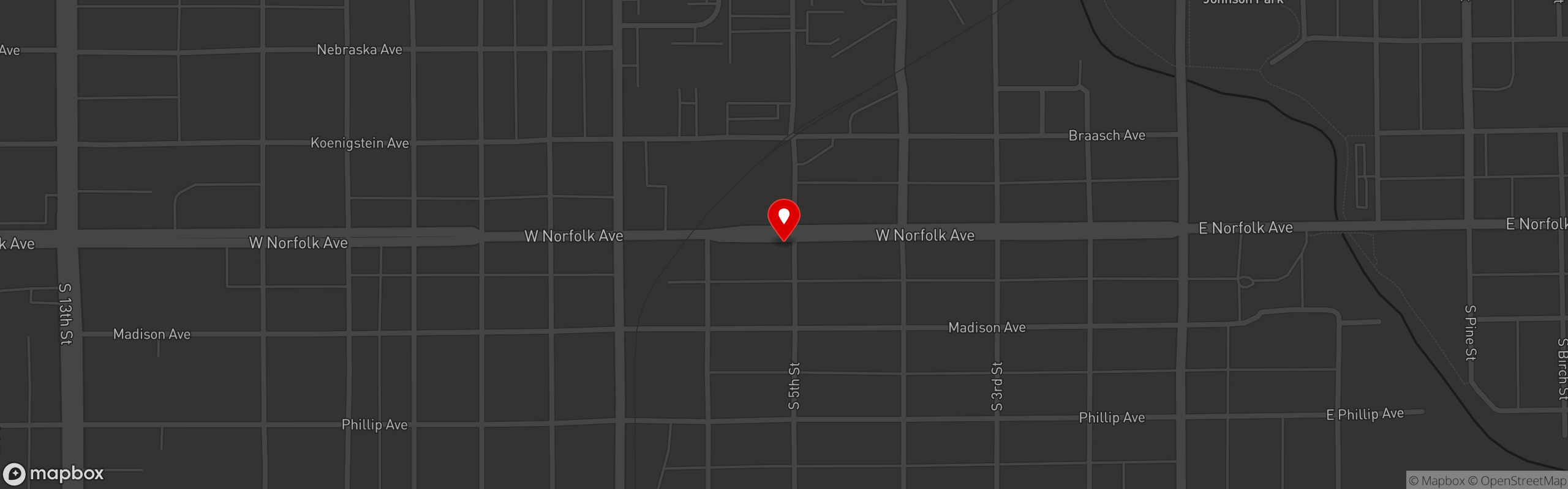 Street map pinning NoFo Pizza & Cafe in NoFo Pizza & Cafe