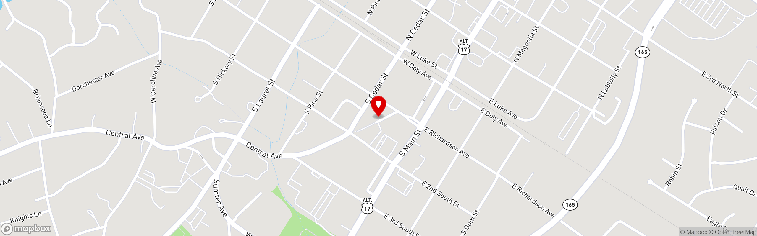Street map pinning Shuckin' Shack - Summerville in Summerville