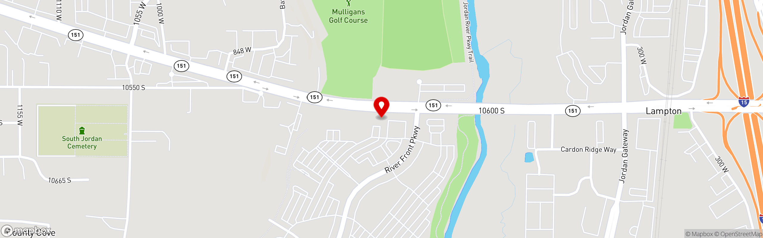 Street map pinning Maria's Mexican Grill in South Jordan