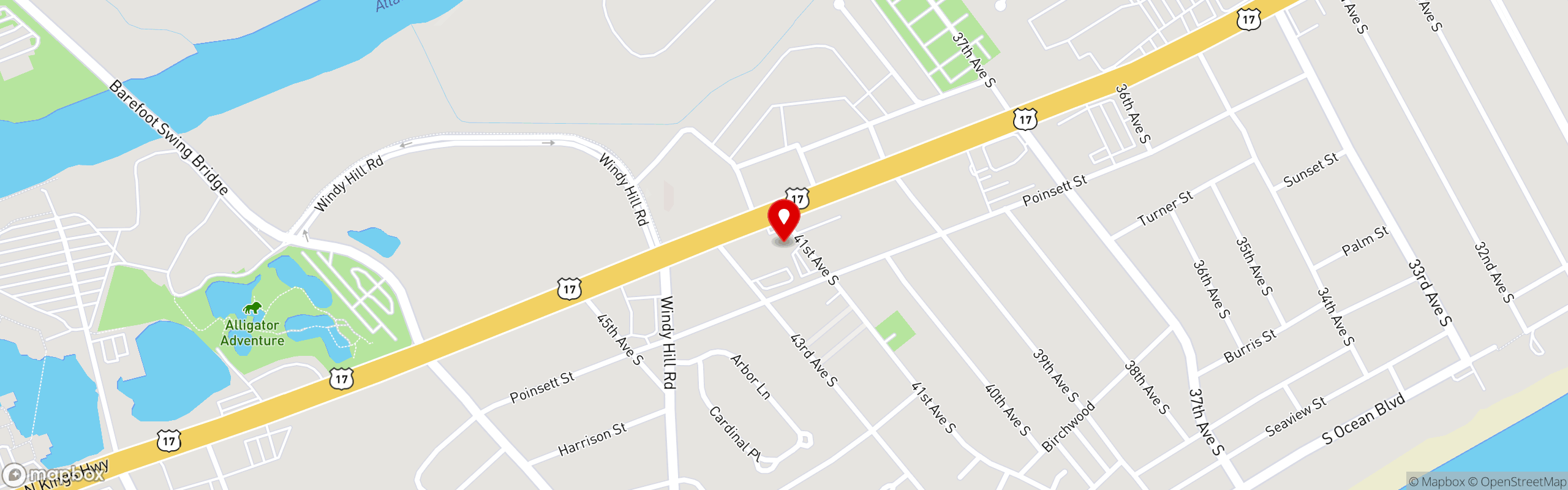 Street map pinning Oscar's Food & Spirits in Oscar's Food & Spirits