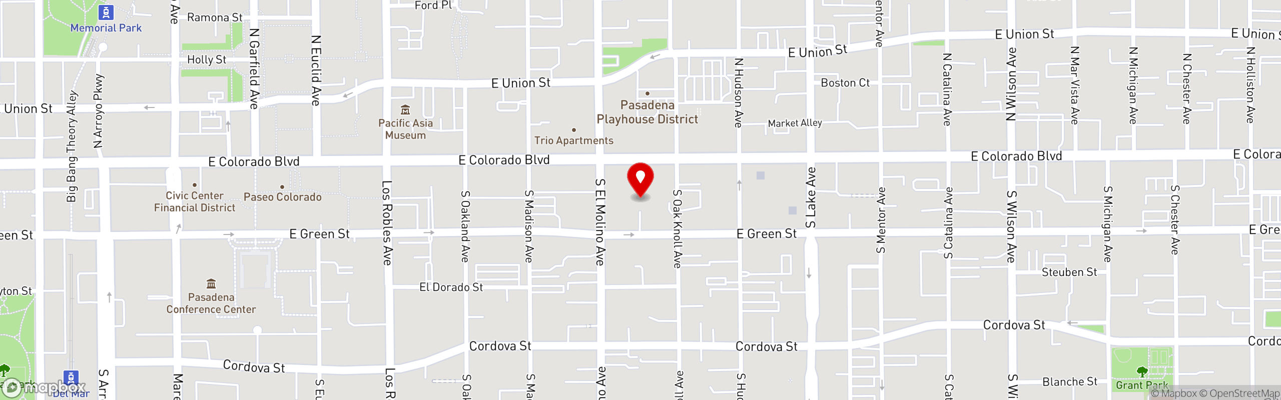 Street map pinning El Portal in Pasadena
