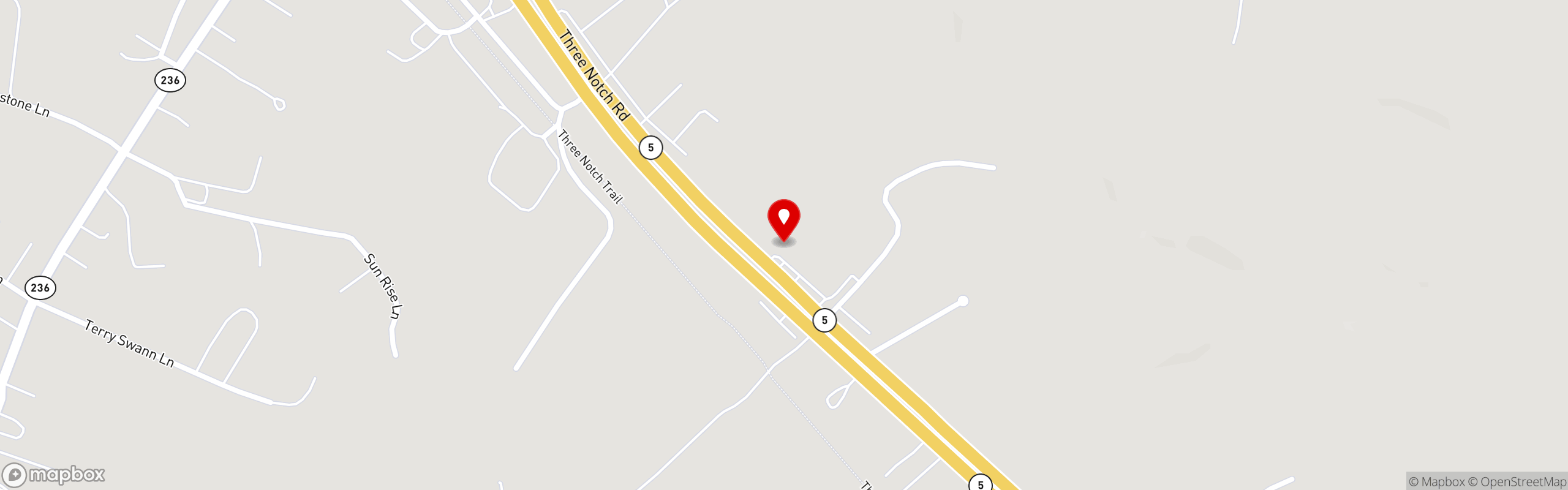 Street map pinning The Foxy Fish in Mechanicsville