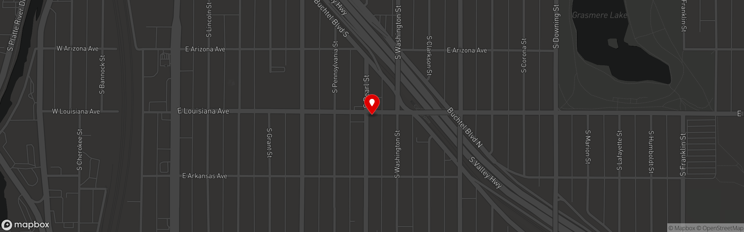Street map pinning Chook Charcoal Chicken in Pearl St. (Platt Park)