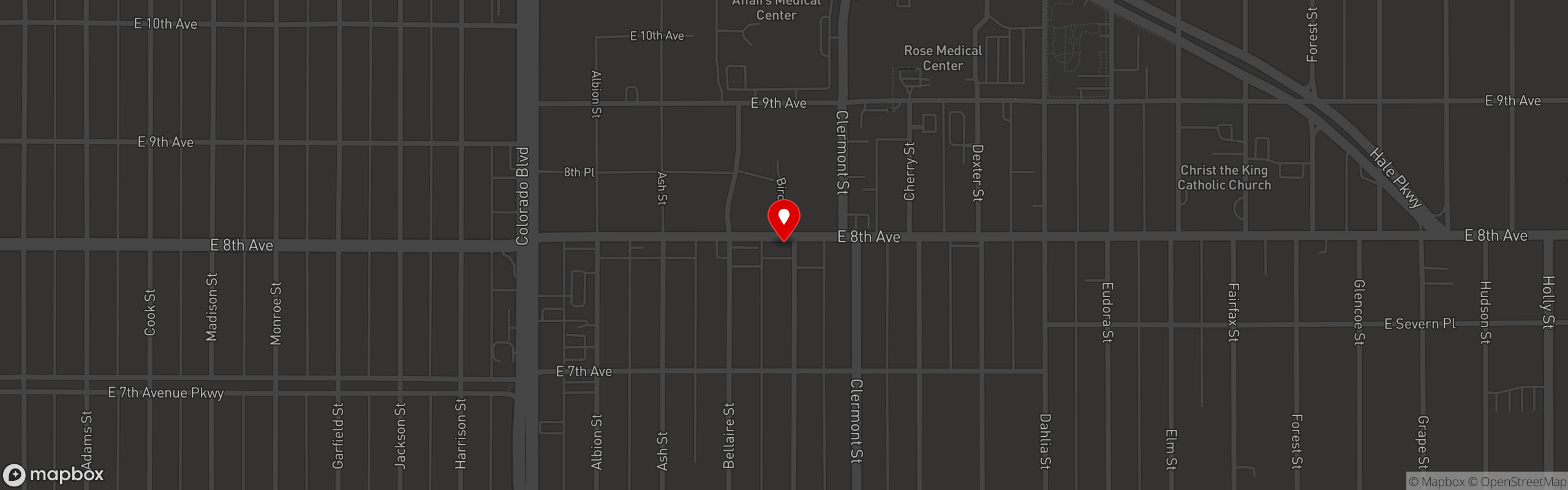 Street map pinning Chook Charcoal Chicken in Birch St. (Hale/Park Hill)