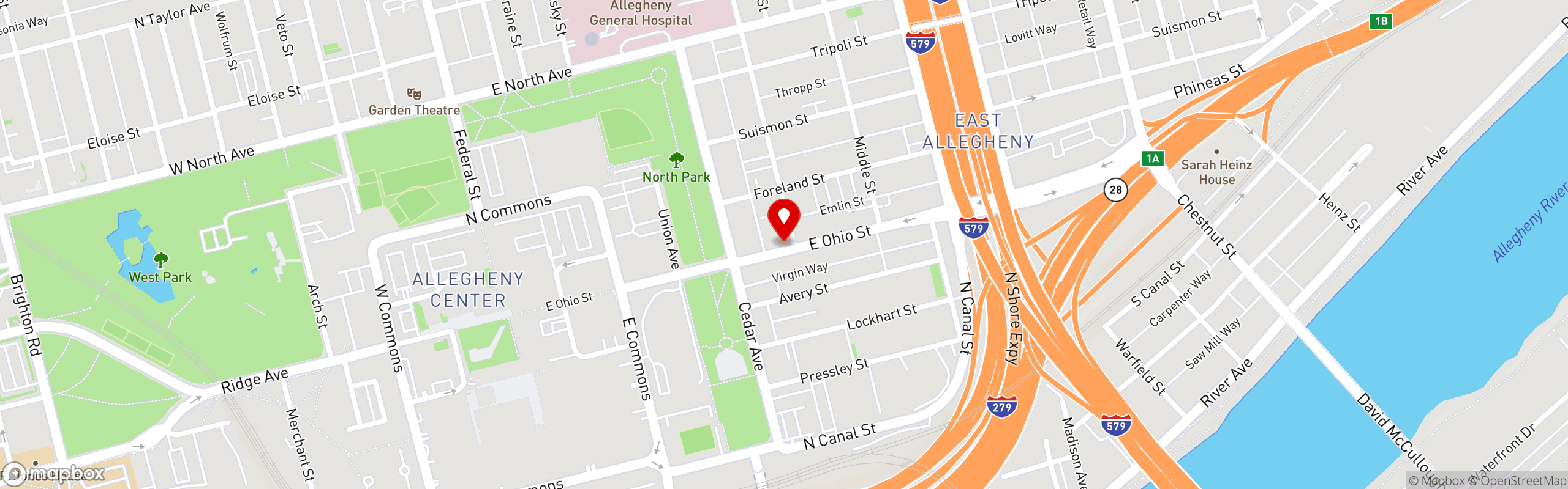 Street map pinning EYV in EYV Restaurant