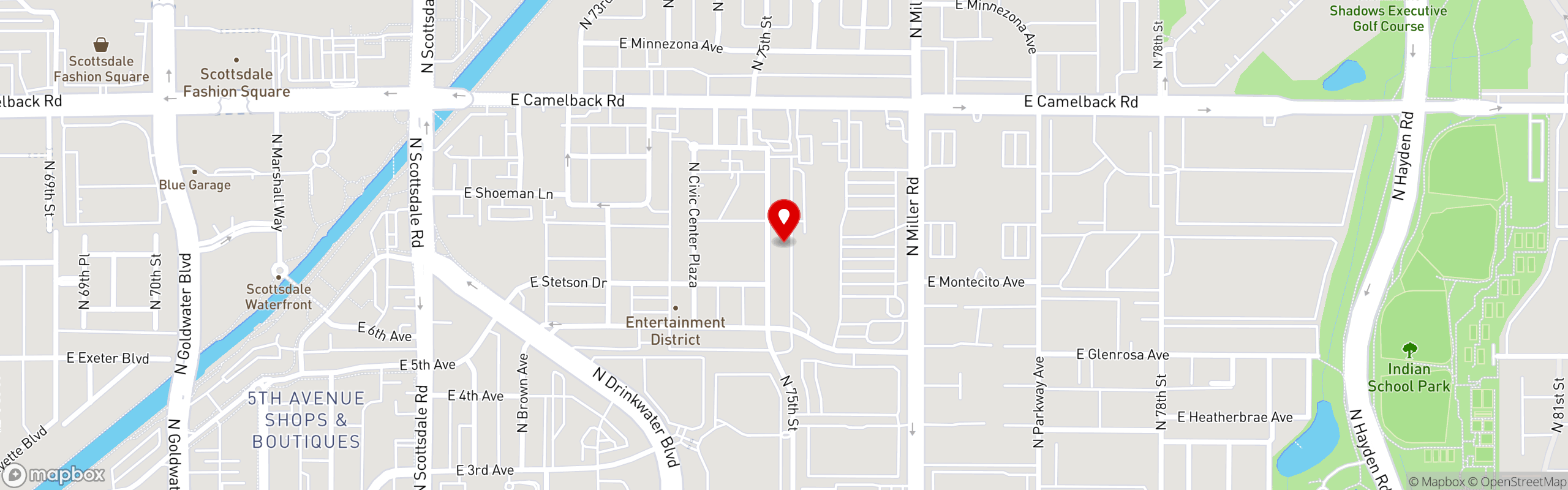 Street map pinning The Hot Chick in Old Town Scottsdale