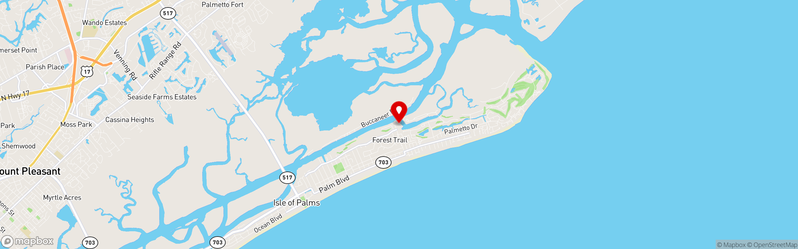 Street map pinning Islander 71 Fish House and Raw Bar in Islander 71 Fish House and Raw Bar